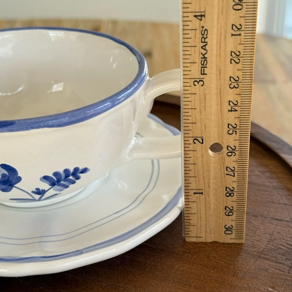 Crate&Barrel Blue and White Laura Cup and Saucer